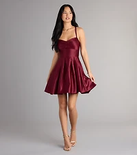 Isabelle Satin Lace-Up Dress With Pockets