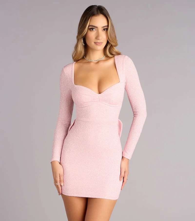 Aletta Glitter Bow Bodycon Mini Dress