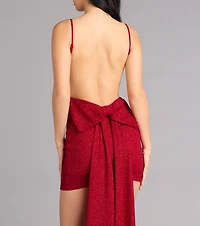 Toni Glitter Open Back Bow Mini Dress