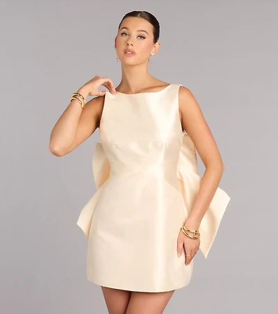Cece Satin Bow A-Line Mini Dress