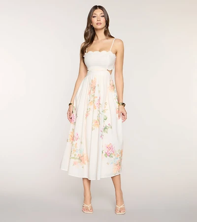 Ember Floral A-Line Midi Formal Dress