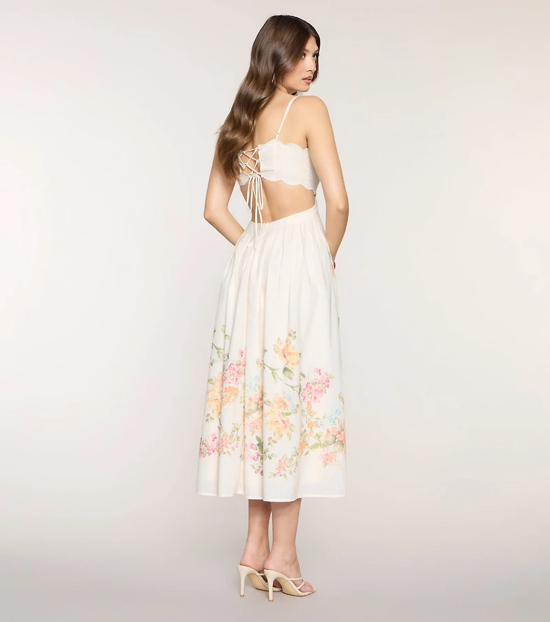 Ember Floral A-Line Midi Formal Dress