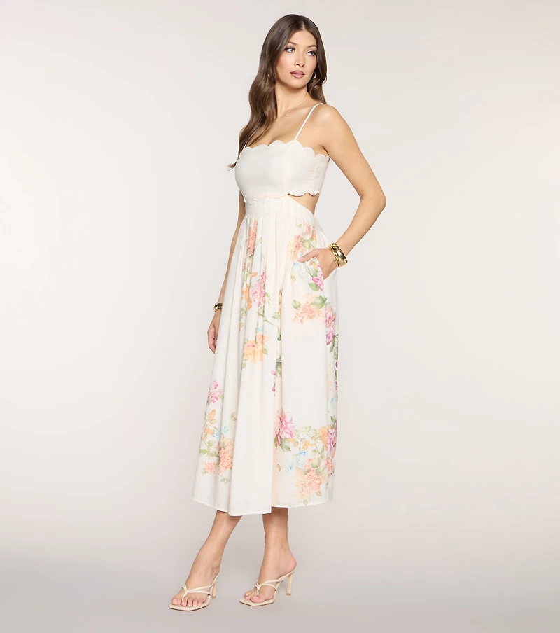 Ember Floral A-Line Midi Formal Dress