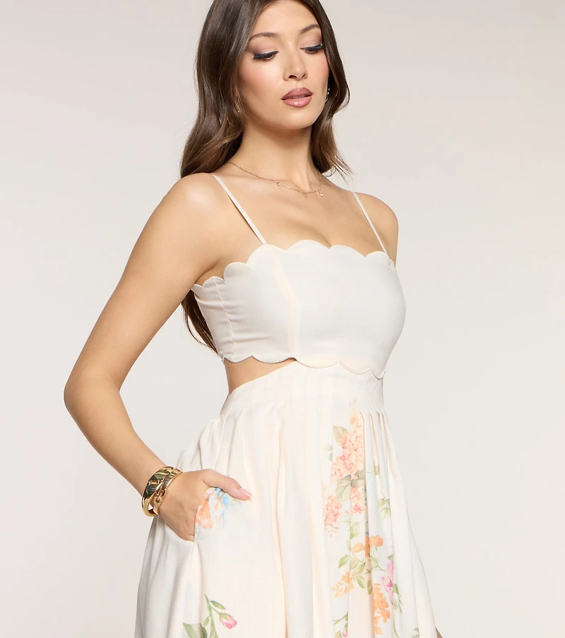 Ember Floral A-Line Midi Formal Dress