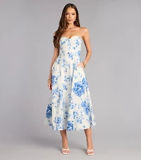Sandra Floral A-Line Midi Formal Dress