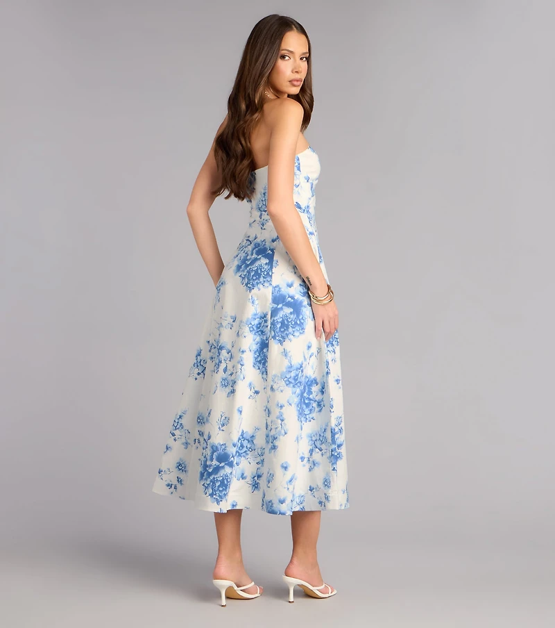 Sandra Floral A-Line Midi Formal Dress