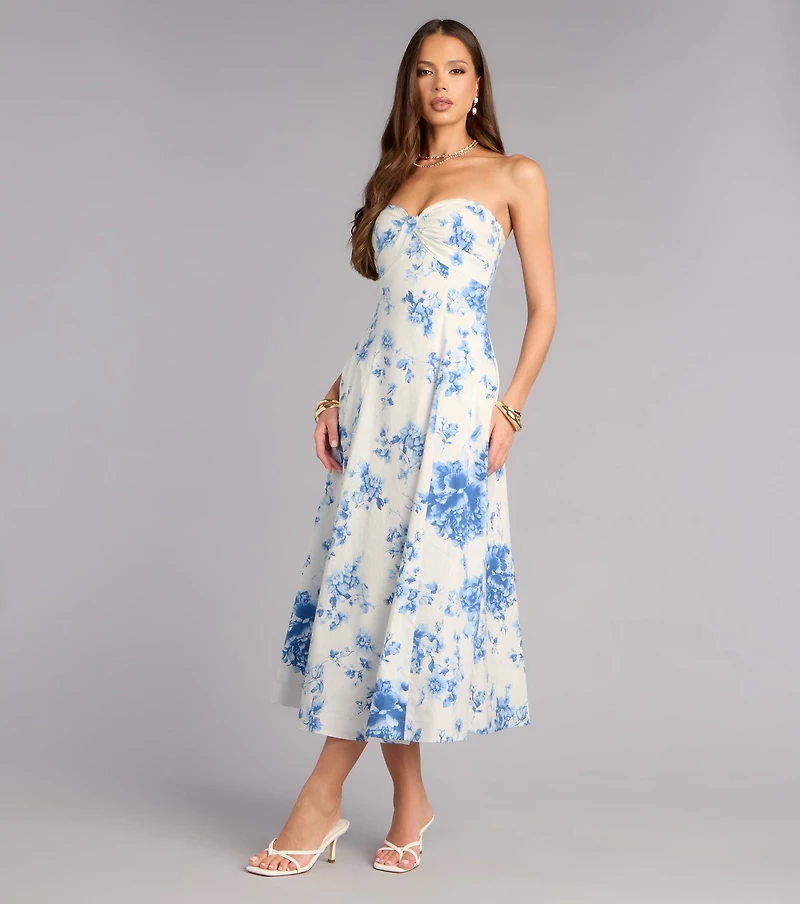 Sandra Floral A-Line Midi Formal Dress