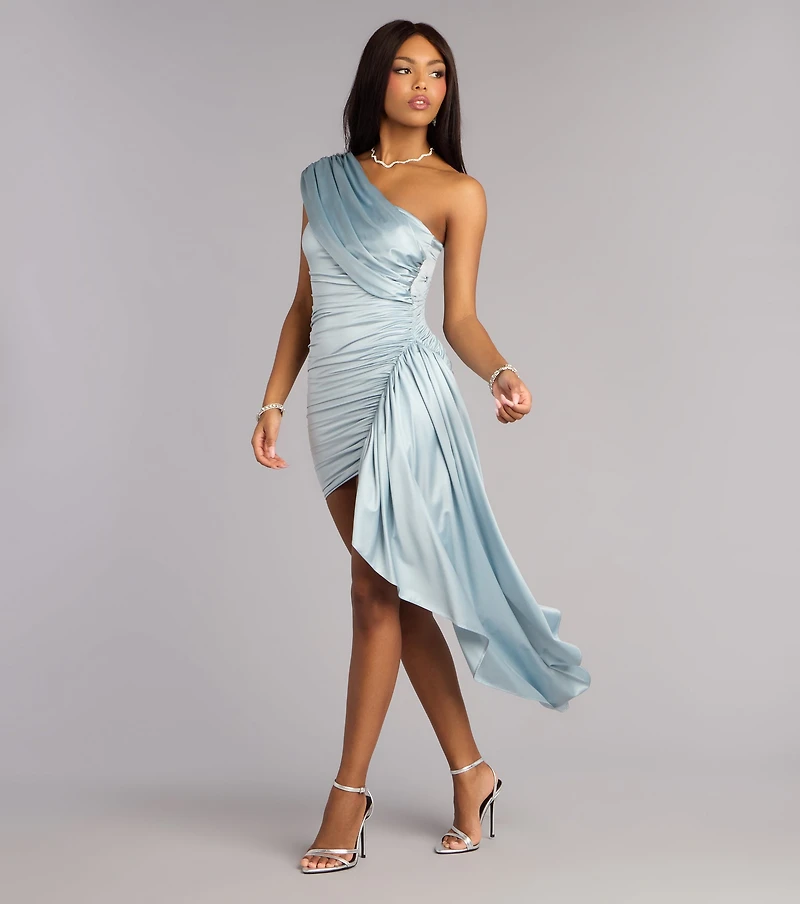 Davina Satin Bodycon Sash Mini Dress