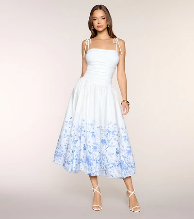 Clarie Floral Poplin A-Line Formal Dress
