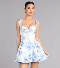 Presley Floral Satin A-Line Mini Dress