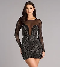 Josie Rhinestone Pearl Bodycon Mini Dress