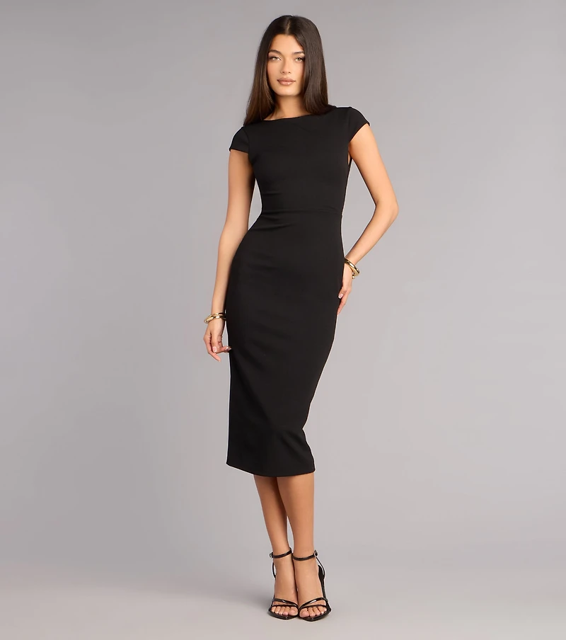 Solana Crepe Bow Midi Formal Dress