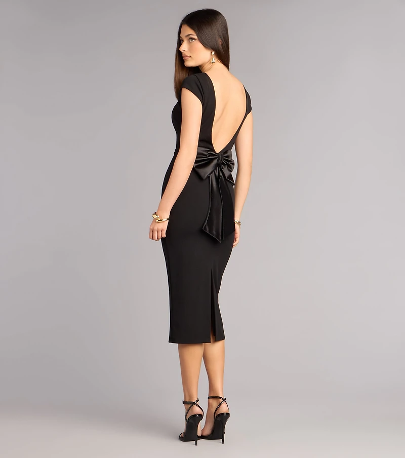 Solana Crepe Bow Midi Formal Dress