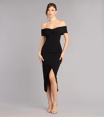 Karol Off-The-Shoulder Midi Formal Dress