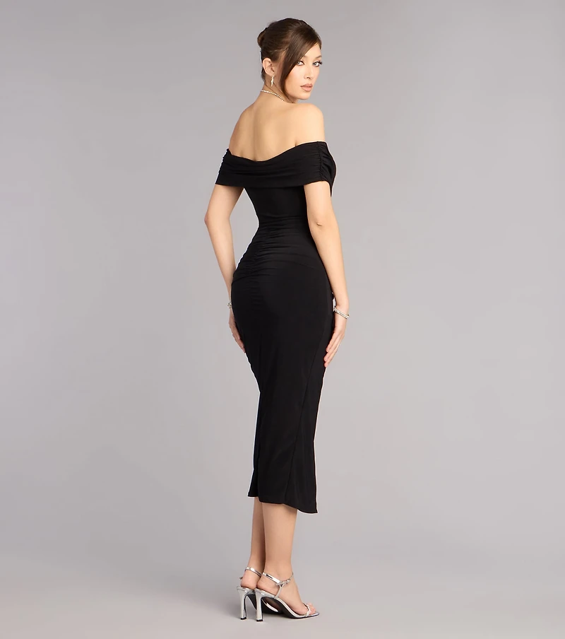 Karol Off-The-Shoulder Midi Formal Dress