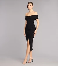 Karol Off-The-Shoulder Midi Formal Dress