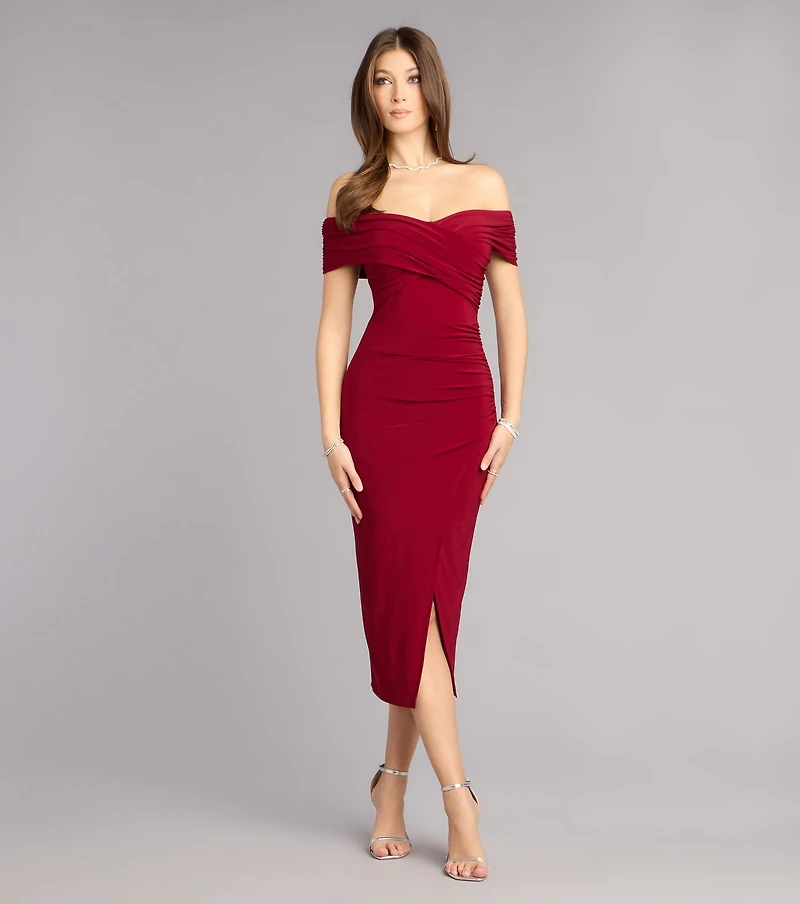 Karol Off-The-Shoulder Midi Formal Dress