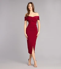 Karol Off-The-Shoulder Midi Formal Dress