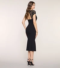 Carolyn Crepe Midi Formal Dress