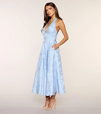 Ellen Lace-Up Halter A-Line Midi Formal Dress