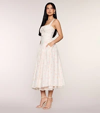 Francine Floral A-Line Midi Formal Dress