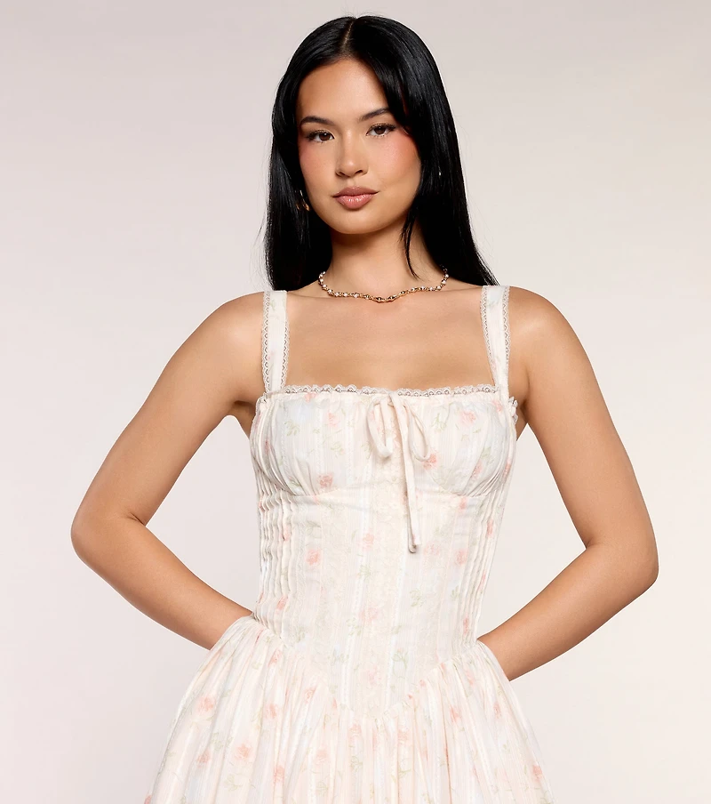 Francine Floral A-Line Midi Formal Dress