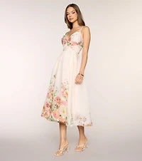 Courtney Floral Lace-Up Formal Dress
