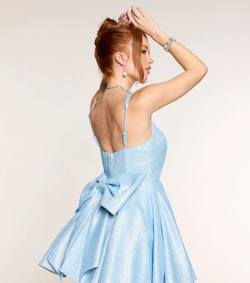 Emery Glitter Bow A-Line Mini Dress