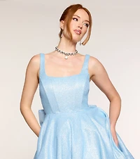 Emery Glitter Bow A-Line Mini Dress