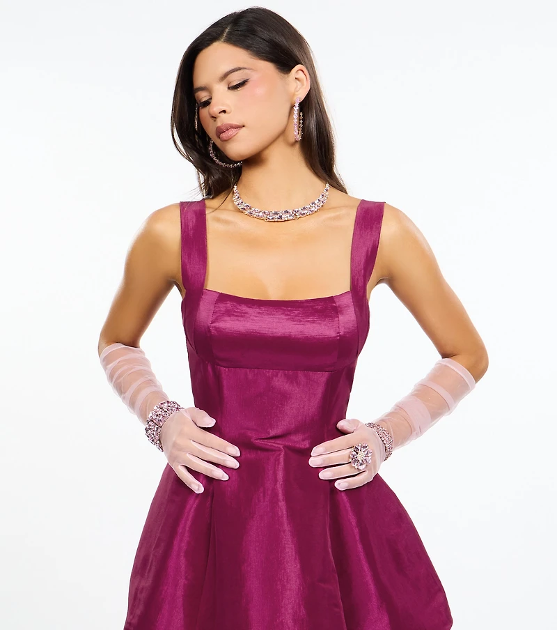 Delaney Bow Taffeta A-Line Dress