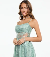 Larissa Glitter Lace Up A-Line Dress