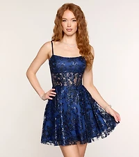 Larissa Glitter Lace Up A-Line Dress