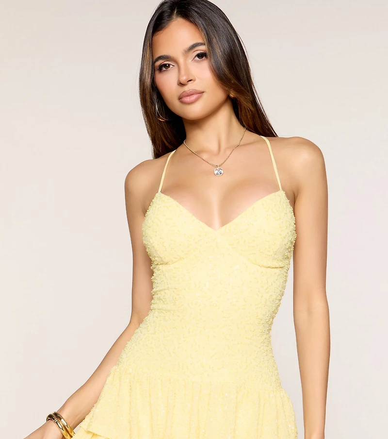 Georgina Bead Sequin A-Line Mini Dress