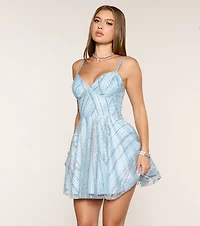 Adriana Glitter Sequin V-Neck Dress