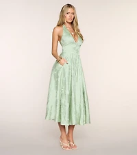 Ellen Lace-Up Halter A-Line Midi Formal Dress