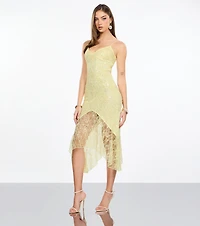 Roxie Beaded Lace Asymmetrical Midi Dress
