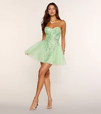 Talia Applique Tulle A-Line Mini Dress