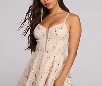 Regina Formal Sequin And Lace Dress