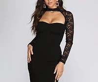 Everly Lace Front Slit Midi Dress