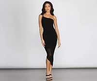 Amari Heat Stone One Shoulder Midi Dress