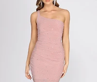 Rianna One Shoulder Heat Stone Dress