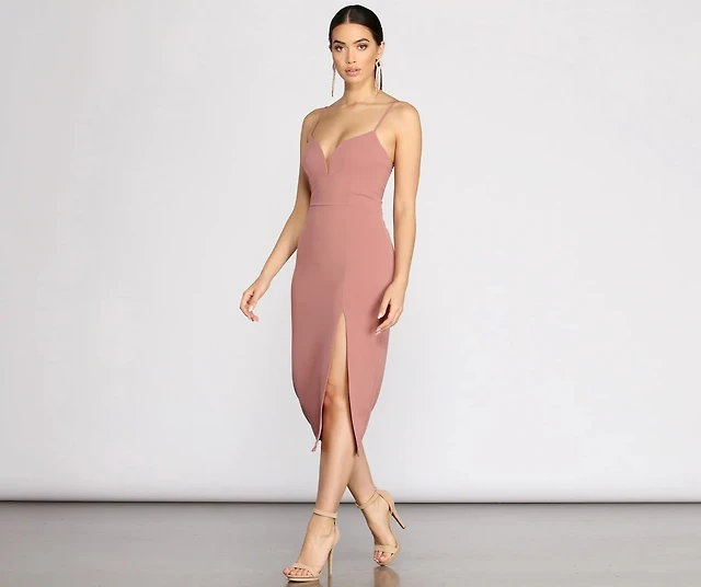 knee length dresses for ladies Roma Midi Dress - Black