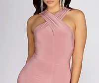 Tamra Cross Neck Midi Formal Dress