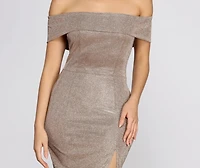 Misty Off Shoulder Glitter Dress