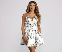 Molly Formal Foiled Floral Satin Party Dress