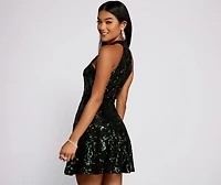 Michelle Sequin Mesh Party Dress