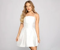 Hadley Strapless Pleated Satin Party Dress