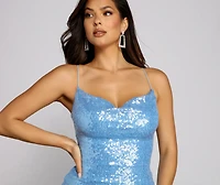 Allie Formal Sequin Open Back Dress