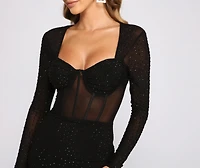 Marissa Rhinestone Sheer Mesh Mini Dress
