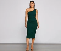 Alessandra Formal One-Shoulder Midi Dress